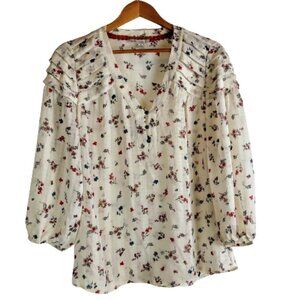 Pale Sky Sheer Seersucker Floral Tunic
